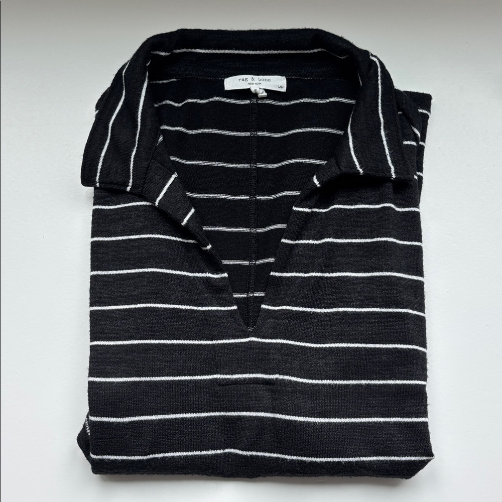 Rag & Bone Black and White Striped Top